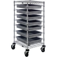 Quantum 21" x 24" x 45" Mobile Cart with 7 Gray Divider Bins BC212439M2GY