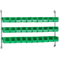 Quantum 34 inch x 60 inch Wall Mount Cantilever with 30 Green Divider Bins CAN-34-60BH-230GN