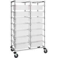 Quantum 24" x 40" x 69" Double Mobile Bin Cart with 14 Clear Divider Bins BC214069M1DCL