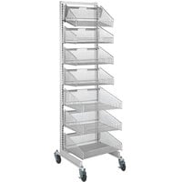 Quantum 18" x 26" x 74" Chrome Partition Wall System with 11" and 17" Hanging Baskets WS70-SS18-4S3L
