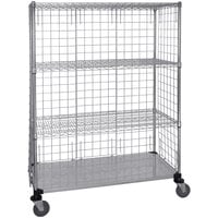 Quantum 24" x 48" x 69" Mobile Enclosure Cart with 3 Wire Shelves and 1 Steel Shelf WRCS4-63-2448EP