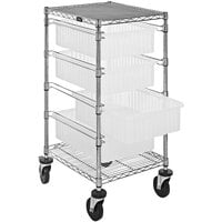 Quantum 21" x 24" x 45" Mobile Cart with 4 Clear Divider Bins BC212434M1CL