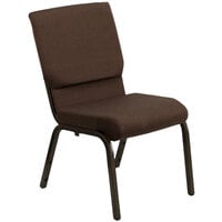 Flash Furniture XU-CH-60096-BN-GG Brown 18 1/2" Wide Church Chair with Gold Vein Frame