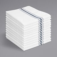 Gray 100% Spun Polyester Bistro Striped Cloth Napkins, 18 inch x 22 inch - 120/Case