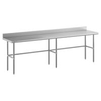 Regency Spec Line Easy Attach 24" x 108" 14-Gauge Stainless Steel Commercial Open Base Work Table with 4" Backsplash