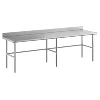 Regency Spec Line Easy Attach 30" x 108" 14-Gauge Stainless Steel Commercial Open Base Work Table with 4" Backsplash