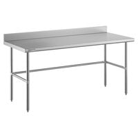 Regency Spec Line Easy Attach 30" x 72" 14-Gauge Stainless Steel Commercial Open Base Work Table with 4" Backsplash