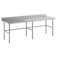 Regency Spec Line Easy Attach 30" x 96" 14-Gauge Stainless Steel Commercial Open Base Work Table with 4" Backsplash