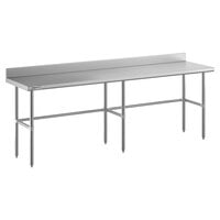 Regency Spec Line Easy Attach 24" x 96" 14-Gauge Stainless Steel Commercial Open Base Work Table with 4" Backsplash