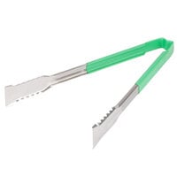 Vollrath 4791270 Jacob's Pride 12 inch Stainless Steel VersaGrip Tongs with Green Coated Kool Touch® Handle