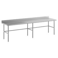 Regency Spec Line Easy Attach 30" x 120" 14-Gauge Stainless Steel Commercial Open Base Work Table with 4" Backsplash