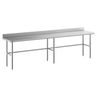 Regency Spec Line Easy Attach 24" x 120" 14-Gauge Stainless Steel Commercial Open Base Work Table with 4" Backsplash