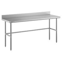 Regency Spec Line Easy Attach 24" x 72" 14-Gauge Stainless Steel Commercial Open Base Work Table with 4" Backsplash