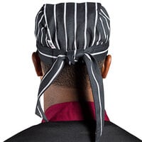 Uncommon Threads Chalk Stripe Customizable Chef Skull Cap with Ties 0155C