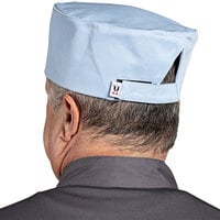 Uncommon Threads Sky Blue Customizable Uncommon Chef Skull Cap / Pill Box Hat with Hook and Loop Closure 0159