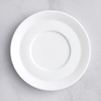 Luzerne Scandi by Oneida 1880 Hospitality SD1282013 5" Bright White Porcelain Espresso Saucer - 48/Case