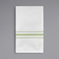 Oxford Super Blend Sage Green 100% Spun Polyester Bistro Striped Cloth Napkins 18 inch x 22 inch - 144/Case