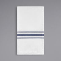 Oxford Super Blend Navy Blue 100% Spun Polyester Bistro Striped Cloth Napkins 18 inch x 22 inch - 144/Case