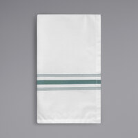 Oxford Super Blend Forest Green 100% Spun Polyester Bistro Striped Cloth Napkins 18 inch x 22 inch - 144/Case