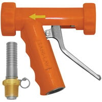 Sani-Lav N8S20 Large Orange Industrial Insulated Spray Nozzle with Stainless Steel Handle and Swivel Hose Adapter