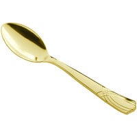 Visions 6 1/2" Elegant Gold Heavy Weight Plastic Spoon - 25/Pack