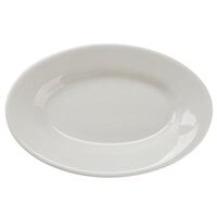 7" x 4 5/8" Ivory (American White) Wide Rim Rolled Edge Oval China Platter - 36/Case