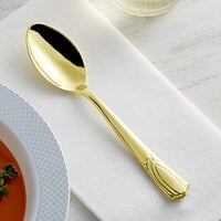 Visions 6 1/2 inch Gold Look Heavy Weight Plastic Spoon - 400/Case