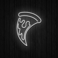 Canvas Freaks 48" x 32" Neon White Pizza Slice Sign