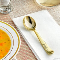 Gold Visions 6 inch Gold Look Heavy Weight Plastic Soup Spoon - 400/Case