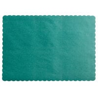 Choice 10 inch x 14 inch Hunter Green Colored Paper Placemat with Scalloped Edge   - 1000/Case