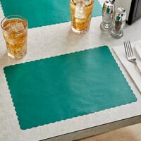 Choice 10 inch x 14 inch Hunter Green Colored Paper Placemat with Scalloped Edge   - 1000/Case
