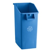 Lavex 92 Qt. / 23 Gallon Slim Blue Rectangular Under-Counter Recycling Bin