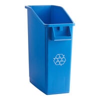 Lavex 52 Qt. / 13 Gallon Slim Blue Rectangular Under-Counter Recycling Bin