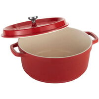 Spring USA Ironlite 7.2 Qt. Red Non-Stick Round Casserole Dish with Cover 8658-5/28