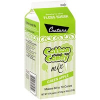 Cretors 1/2 Gallon Carton Green Apple Cotton Candy Floss Sugar - 6/Case