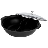 Spring USA Motif Cook & Serve 3.75 Qt. Titanium Non-Stick Divided Round Casserole Pan with Cover 8258-8/30/2