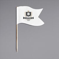 Customizable Large Wavy Flag Pick / Food Marker 4 3/4 inch - 5000/Case