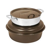 Spring USA Seasons 6 Qt. Bronze Stainless Steel Soup / Oatmeal Marmite Induction Chafer with Chrome Accents 2385-567-6