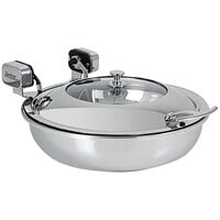 Spring USA Sauteuse Vision 4 Qt. Round Stainless Steel Induction Chafer with Chrome Accents and Glass Lid 2472-6-36