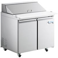 Avantco SS-PT-36-AC 36" ADA Height 2 Door Stainless Steel Cutting Top Refrigerated Sandwich Prep Table with Extra Deep Cutting Board