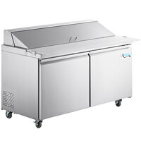 Avantco SS-PT-60-C 60 inch 2 Door Stainless Steel Cutting Top Refrigerated Sandwich Prep Table with Extra Deep Cutting Board