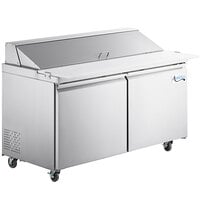 Avantco SS-PT-60-C 60 inch 2 Door Stainless Steel Cutting Top Refrigerated Sandwich Prep Table with Extra Deep Cutting Board