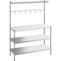 Regency 18 inch x 48 inch x 64 inch NSF Chrome Baker's Rack Solid Stainless Steel Shelf with Plastic Cutting Board