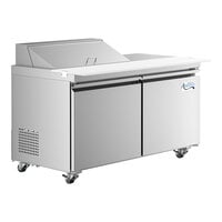 Avantco SS-PT-60-10-A 60" 2 Door Stainless Steel ADA Height Refrigerated Sandwich Prep Table with Workstation