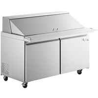 Avantco SS-PT-60M-C 60 inch 2 Door Mega Top Stainless Steel Refrigerated Sandwich Prep Table with 11 1/2 inch Cutting Board