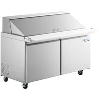 Avantco SS-PT-60M-C 60" 2 Door Mega Top Stainless Steel Refrigerated Sandwich Prep Table with 11 1/2" Cutting Board