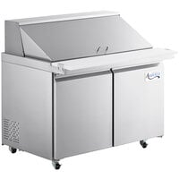 Avantco SS-PT-48M-AC 46 3/4" ADA Height 2 Door Stainless Steel Mega Top / Cutting Top Refrigerated Sandwich Prep Table with 11 1/2" Deep Cutting Board