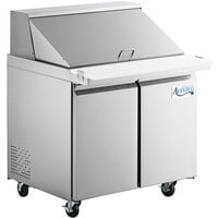 Avantco SS-PT-36M-C 36" 2 Door Mega Top Stainless Steel Refrigerated Sandwich Prep Table with 10 1/2" Cutting Board