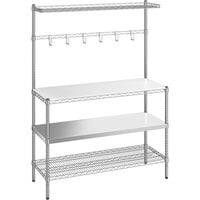 Regency 18 inch x 48 inch x 64 inch NSF Chrome Baker's Rack Wire Shelf and Solid Stainless Steel Shelf with Plastic Cutting Board