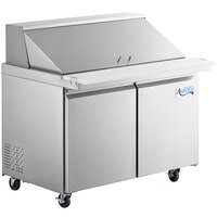 Avantco SS-PT-48M-C 48 inch 2 Door Mega Top Stainless Steel Refrigerated Sandwich Prep Table with 10 1/2 inch Cutting Board